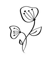 Desenho de flores modernas desenhadas e desenho floral com linha-arte, design de casamento de ilustração vetorial para t-shirts, sacos, para cartazes, cartões, isolado no fundo branco vetor