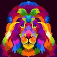 ilustração de cabeça de leão colorida com estilo pop art vetor