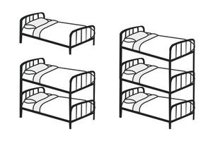 dormir refúgio sortimento - uma variedade do cama ilustrações para todos propósitos. cama ícone ilustração definir. Preto e branco. vetor