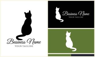 silhueta gato vetor logotipo modelo