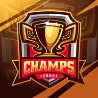 campeões liga esport mascote logotipo Projeto vetor