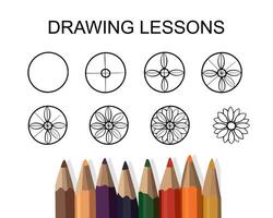 vetor isolado ilustração do uma passo a passo desenhando do uma flor. desenhando aulas.