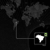 Brasil em Preto mundo mapa. mapa e bandeira do brasil. vetor