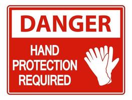Perigo proteção das mãos necessária placa de parede em fundo branco vetor
