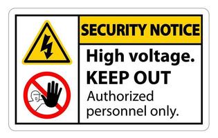aviso de segurança de alta tensão impedir a entrada de sinal isolado no fundo branco, ilustração vetorial eps.10 vetor