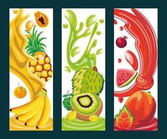 banner de frutas tropicais vetor