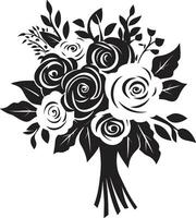 Flor elegância monocromático ramalhete ícone elegante ramalhete essência Preto vetor emblema