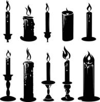 ai gerado silhueta velas Preto cor só vetor