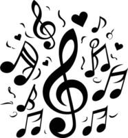 ai gerado silhueta musical notas amor logotipo símbolo Preto cor só vetor