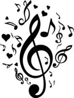 ai gerado silhueta musical notas amor logotipo símbolo Preto cor só vetor