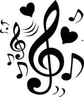 ai gerado silhueta musical notas amor logotipo símbolo Preto cor só vetor