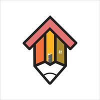 lápis casa logotipo Projeto. fácil para mudança cores. vetor