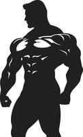 a músculo glifo cheio corpo Preto vetor logotipo obsidiana poder fisiculturistas icônico vetor ícone