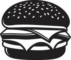 tentador hamburguer arte Preto ícone clássico hamburguer esplendor monocromático ícone vetor