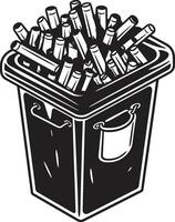 Lixo bin lembrete Preto vetor emblema cigarro fim disposição não fumar ícone