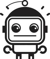 mini robótico diálogo Preto robô insígnia bolso ai sussurrador pequeno robô emblema vetor