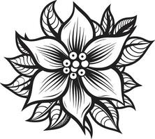 monocromático flor arte emblemático detalhe singular Flor símbolo Preto ícone vetor