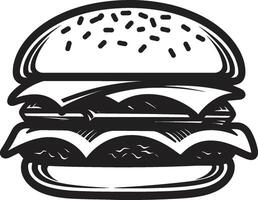 delicioso hamburguer essência vetor ícone salgado mordida monocromático hamburguer logotipo