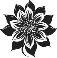 singular Flor símbolo Preto ícone artístico flor impressão vetor monótono