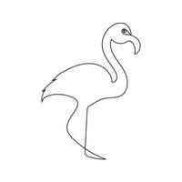 contínuo 1 linha desenhando do flamingo tropical pássaro e mundo animais selvagens dia solteiro linha arte ilustração vetor
