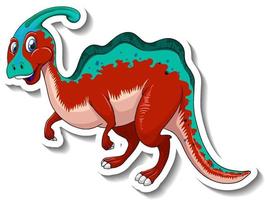Adesivo de personagem de desenho animado de dinossauro parasaurolophus vetor