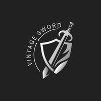 espada vintage logotipo Projeto. ilustração espada elemento, pode estar usava Como logotipo, ícone, modelo casaco do braços conceito vetor