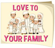 Família muçulmana vestindo roupas brancas vetor