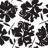 fundo padrão floral preto e branco sem costura vetor