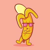 mascote de banana fofa com desenho isolado de gesto legal em estilo simples vetor