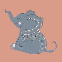 elefante bebê fofo. personagem de desenho animado com linha de desenho de elefante padrão, vetor. vetor