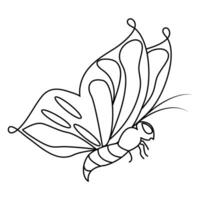contínuo 1 linha desenhando do vôo abstrato borboleta e borboleta esboço vetor ilustração.