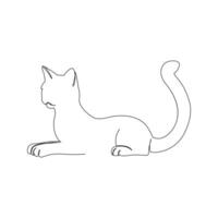 contínuo 1 linha desenhando do feliz animal gatos solteiro linha arte vetor ilustração.