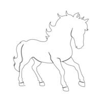 contínuo 1 linha cavalo esboço vetor arte desenhando e mundo animais selvagens dia solteiro linha arte Projeto ilustração.