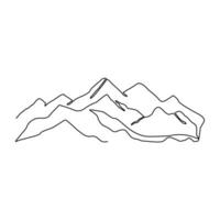 contínuo 1 linha desenhando do montanhas, panorama do montanha alcance solteiro linha desenhado vetor ilustração.