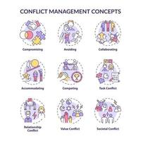 conjunto de ícones de conceito de gestão de conflitos