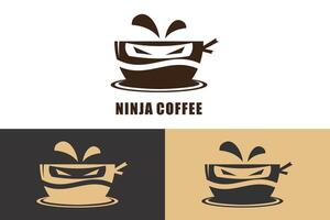 ninja café logotipo Projeto com moderno conceito vetor