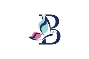 carta b logotipo Projeto com borboleta ilustração logotipo conceito vetor