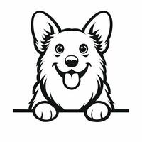 ai gerado Pembroke galês corgi cachorro espreitar isolado ilustração pró vetor