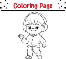 fofa feliz pequeno Garoto coloração página vetor