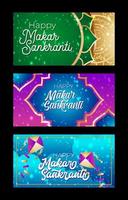 conjunto de banner do festival feliz makar sankranti vetor