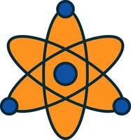 átomo linha preenchidas dois cores ícone vetor