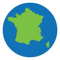 França ou francês mapa verde cor dentro globo Projeto com azul círculo cor. vetor