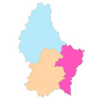 Luxemburgo mapa. mapa do Luxemburgo dentro três rede regiões dentro multicolorido vetor