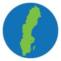 Suécia mapa. mapa do Suécia verde cor dentro globo Projeto com azul círculo cor. vetor