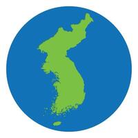 norte Coréia e sul Coréia mapa. mapa do Coréia dentro verde cor dentro globo Projeto com azul círculo cor. vetor