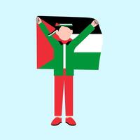 uma homem segurando Palestina bandeira vetor