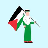 hijab mulher segurando Palestina bandeira vetor