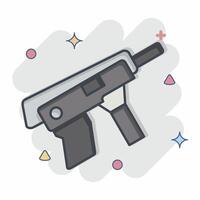 ícone submáquina pistola. relacionado para armas símbolo. quadrinho estilo. simples Projeto editável. simples ilustração vetor