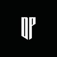 Monograma do logotipo dp com o estilo do emblema isolado em fundo preto vetor