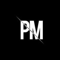 Monograma do logotipo da pm com modelo de design de estilo barra vetor